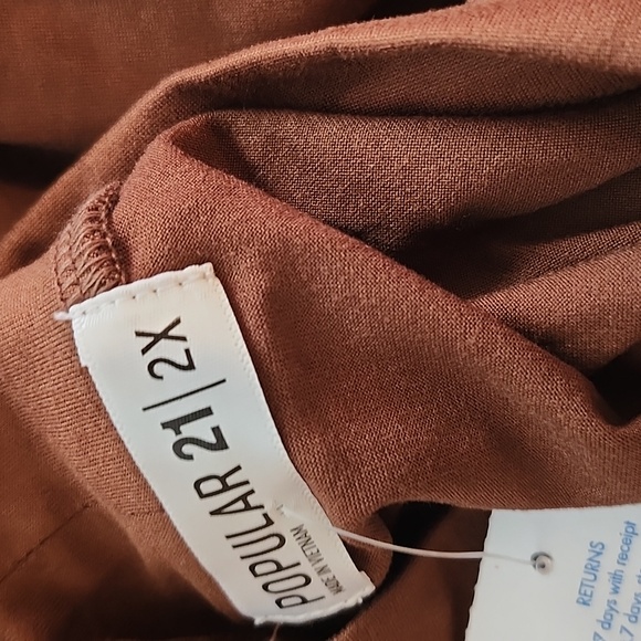 Popular 21 Mock Neck Long Sleeve Ruched Midi Brown Tshirt Dress NWT - Picture 7 of 9